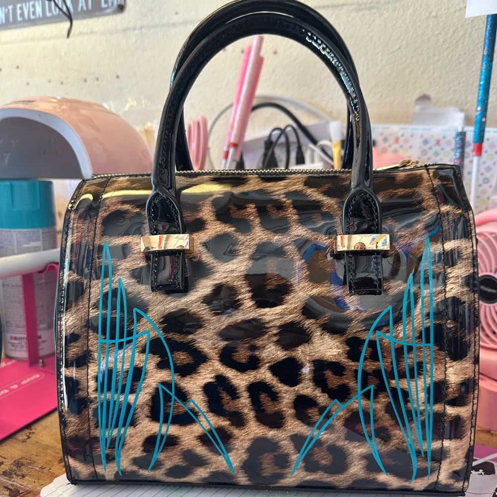 Brand new Leopard purse. Hand painted and pinstriped! By Olivia Gorden